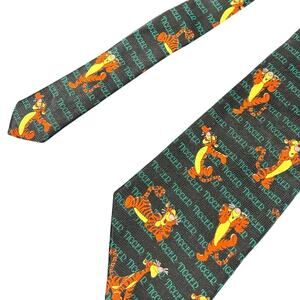 90s Disney- Tigger- honey- black green writing - novelty neck tie Winne the Pooh